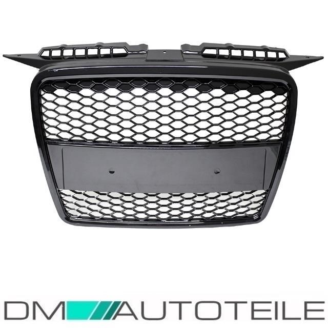 Audi A3 8P Kühlergrill Wabengrill Sport 05-08 Schwarz Hochglanz+ Kennzeichenplatte integriert für RS3