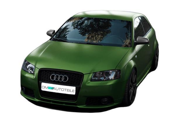 Audi A3 8P Kühlergrill Wabengrill Sport 05-08 Schwarz Hochglanz+ Kennzeichenplatte integriert für RS3