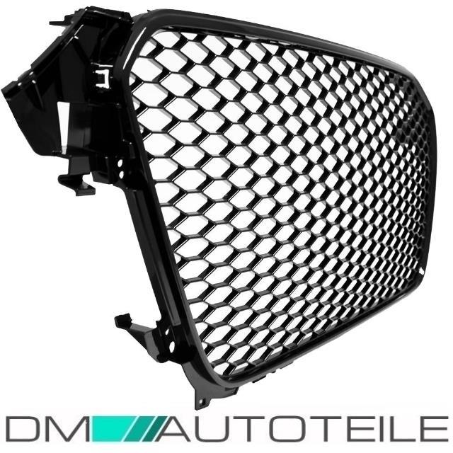 Kühlergrill Wabengrill Schwarz Hochglanz + Kennzeichenleiste passend Audi A4 B8 11-15 + RS4