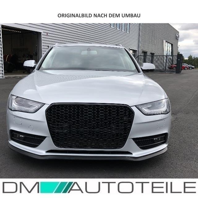 Stoßstange Grilleinsatz für Nebelscheinwerfer Schwarz Hochglanz passend Audi A4 B8 11-15 + RS4