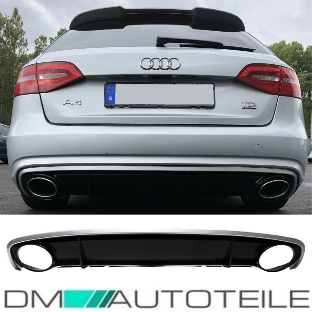 Heckdiffusor Schwarz 2-Rohr Oval passt für Audi A4 B8 Facelift ab 11-15 kein RS4