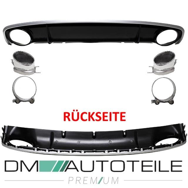 Heckdiffusor Schwarz + Blenden Oval passt für Audi A4 B8 Facelift 11-15 kein RS4