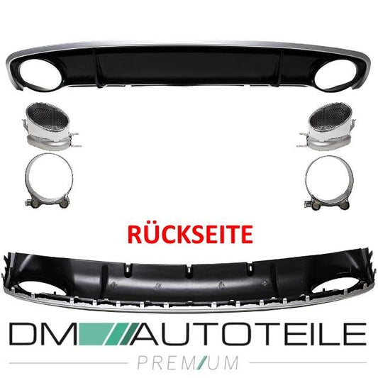 Heckdiffusor Schwarz + Blenden Oval passt für Audi A4 B8 Facelift 11-15 kein RS4