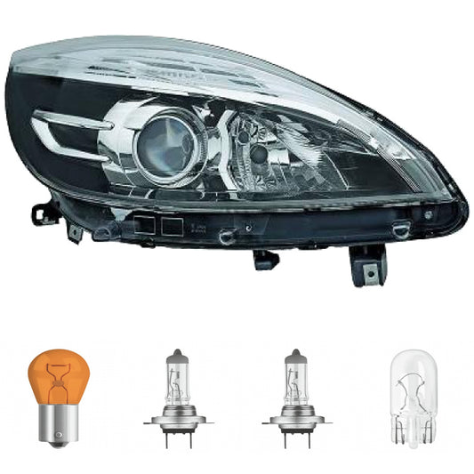 Scheinwerfer rechts H7/H7 schwarz passt für Renault Scénic III +Grand ab 2012 inklusive Leuchtmittel/Birnen