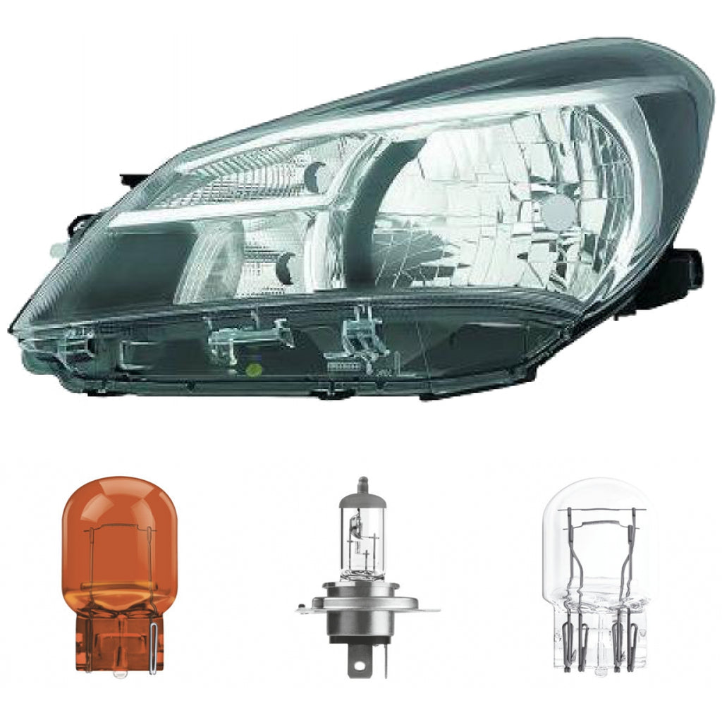 Scheinwerfer Depo H4 ohne Motor links passt für Toyota Yaris (P13) ab 2014-2017 inklusive Leuchtmittel/Birnen