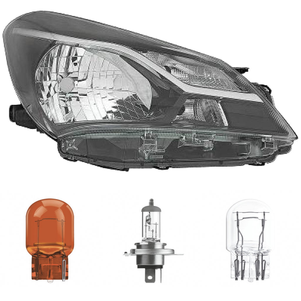 Scheinwerfer Depo H4/W21/5W rechts passt für Toyota Yaris (P13) ab 17-20 inklusive Leuchtmittel/Birnen