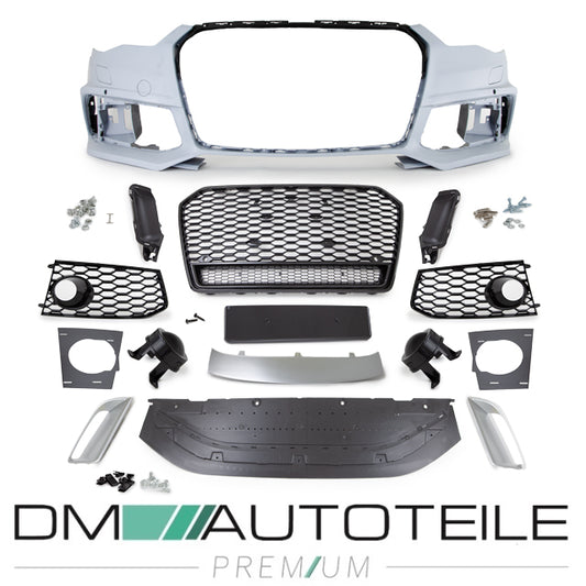 Sport-Stoßstange vorne + Wabengrill schwarz glanz passt für Audi A6 4G ab 2014-2018 kein RS6