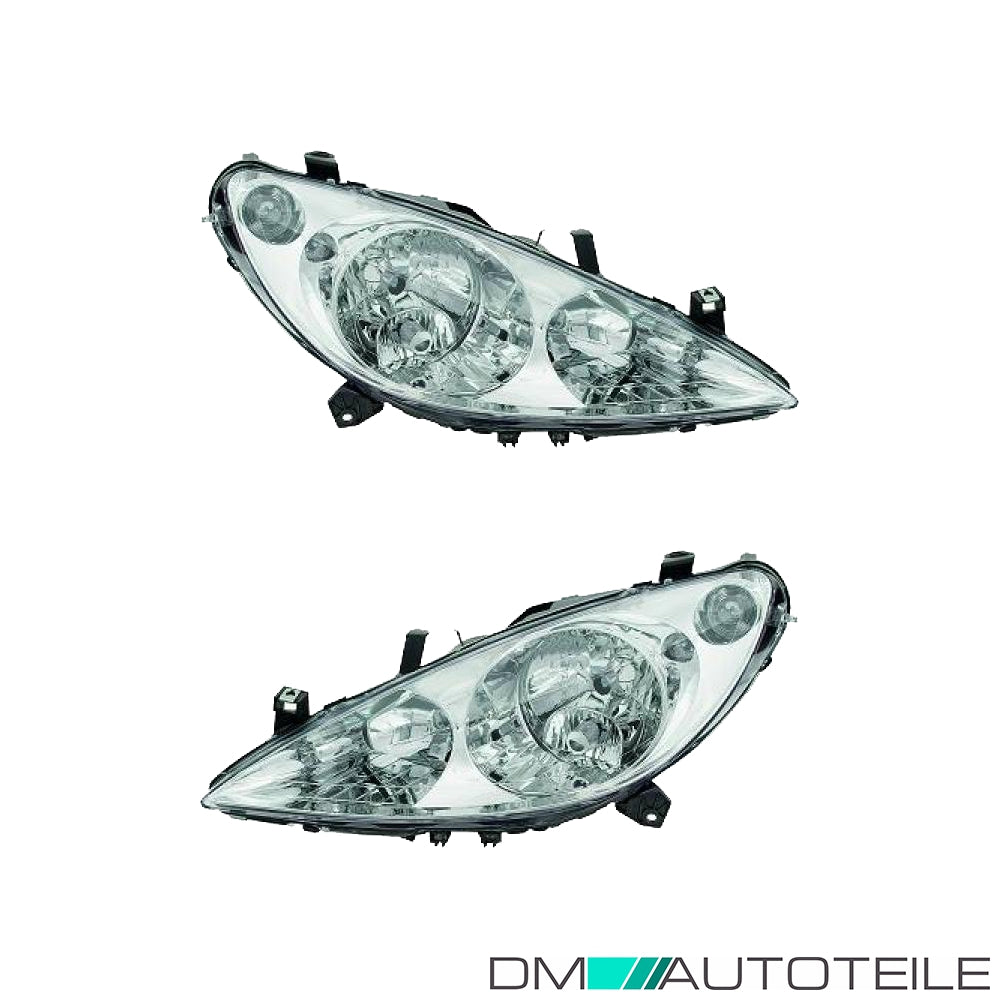 Klarglas Scheinwerfer SET +Motor H1/H1/H7 +NSW passt für Peugeot 307 ab 00-05