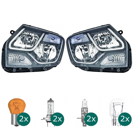 Scheinwerfer mit Tagfahrlicht H7/H1 links passt für Dacia Duster (HS) ab 10-18 inklusive Leuchtmittel/Birnen