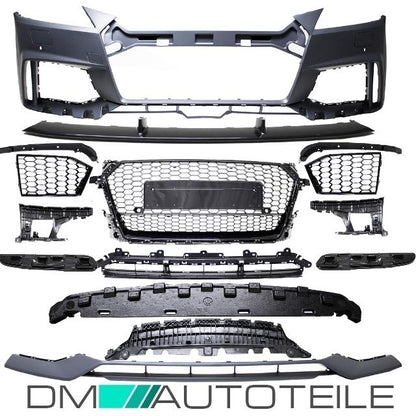 Stoßstange vorne für PDC + Wabengrill Schwarz passt für Audi TT 8S FV auch TT RS
