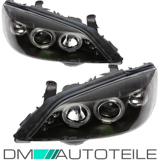 Opel Astra G Angel Eyes Scheinwerfer Set Schwarz 97-04-3 Zusatz LEDS