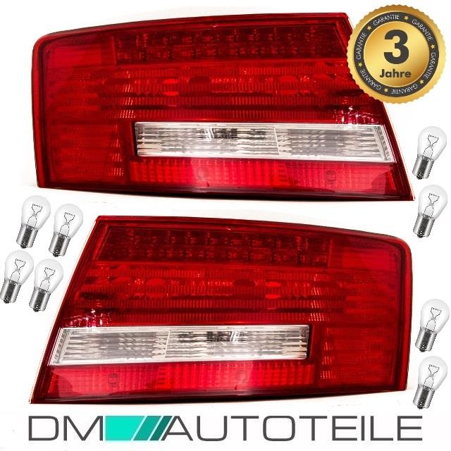 Set Audi A6 4F Limousine LED Rückleuchten Rot/Weiß Bj Links & Rechts 04-08 +Birnen