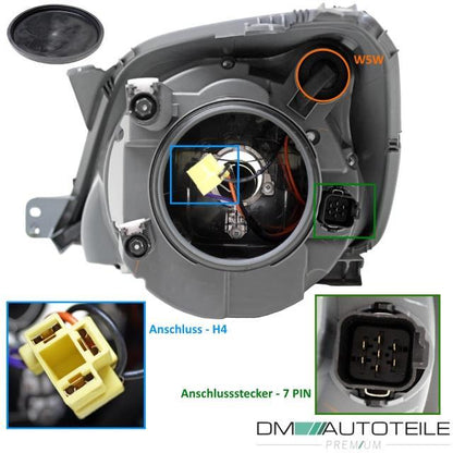 SET Ford Fiesta V MK5 JD Scheinwerfer Rechts Links Klarglas Dunkelgrau H4 01-08