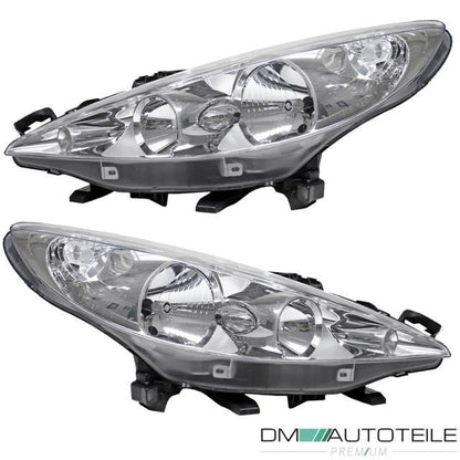 SET Peugeot 207 Scheinwerfer Links & Rechts Halogen H7/H1 06-09 mit LWR