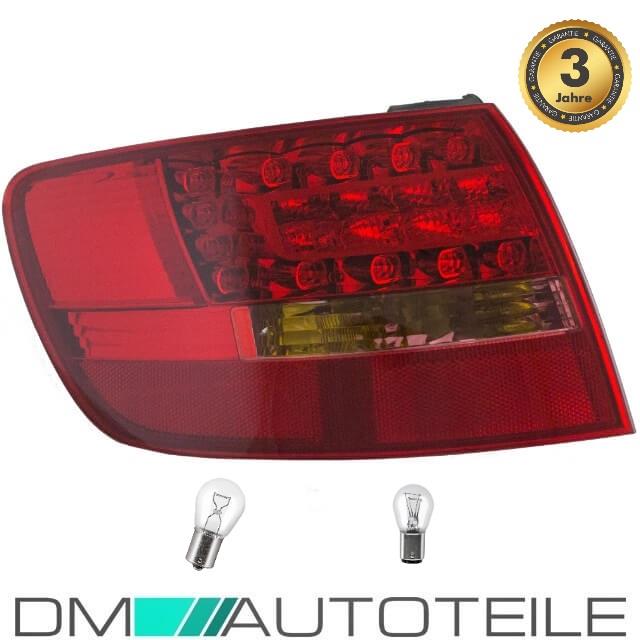 SET Audi A6 4F LED Avant Rückleuchte Links Außen Rot/Weiß Bj 04-08+Birnen