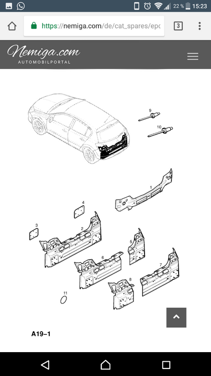 Opel Astra H Verstärkungsplatte hinten rechts neu original GM