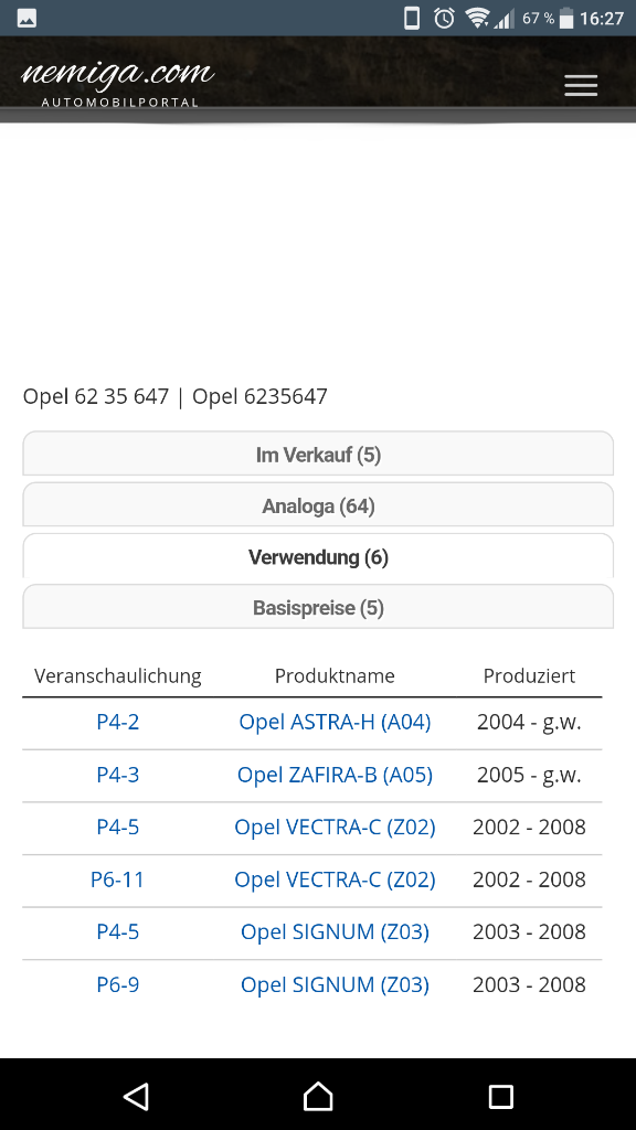 Astra H Zafira B Vectra C Signum Sensor Bremsbelag neu original GM