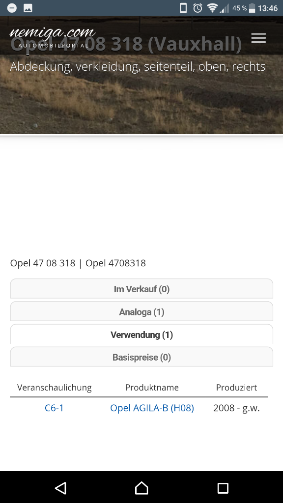 Agila B Abdeckung Verkleidung Stirnwand Lüftung oben Rechts Neu