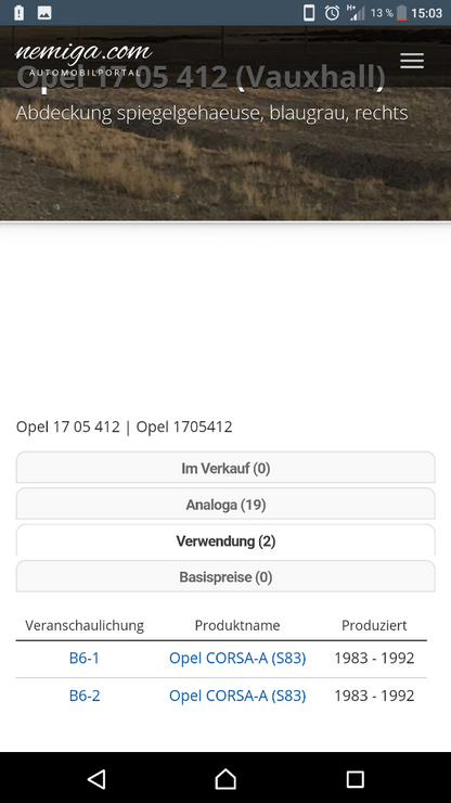Opel corsa a Spiegelgehäuse Abdeckung rechts neu original gm