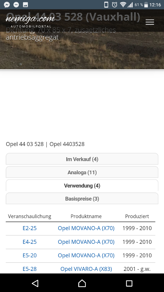 Opel Movano A Vivaro A Simmerring Dichtung neu original GM
