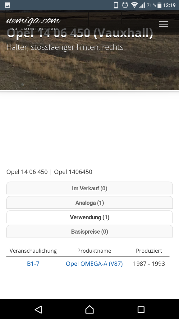 Opel Omega A Stoßstangenhalter hinten rechts neu original GM