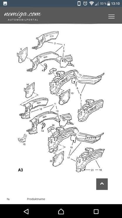 Vectra A Reparaturblech Achse Träger rechts vorne neu original GM