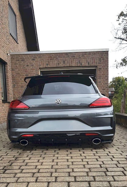 Heck Ansatz Flaps Diffusor für VOLKSWAGEN SCIROCCO MK.3 R FACELIFT Carbon Look
