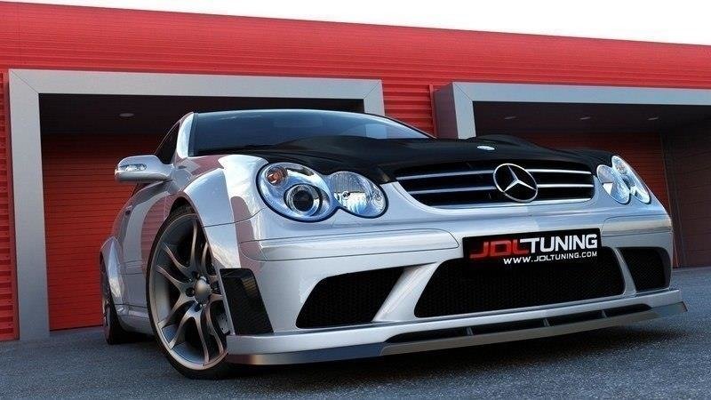 Front Ansatz für MERCEDES CLK W209 (FÜR ME-CLK-209-BLACK-F1 STOßSTANGE) Carbon Look
