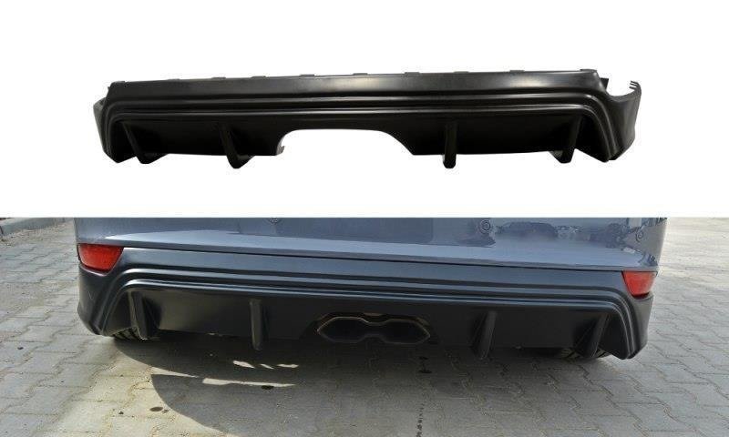 Diffusor Heck Ansatz für Ford Focus ST Mk3 FL (RS-Look) schwarz Hochglanz