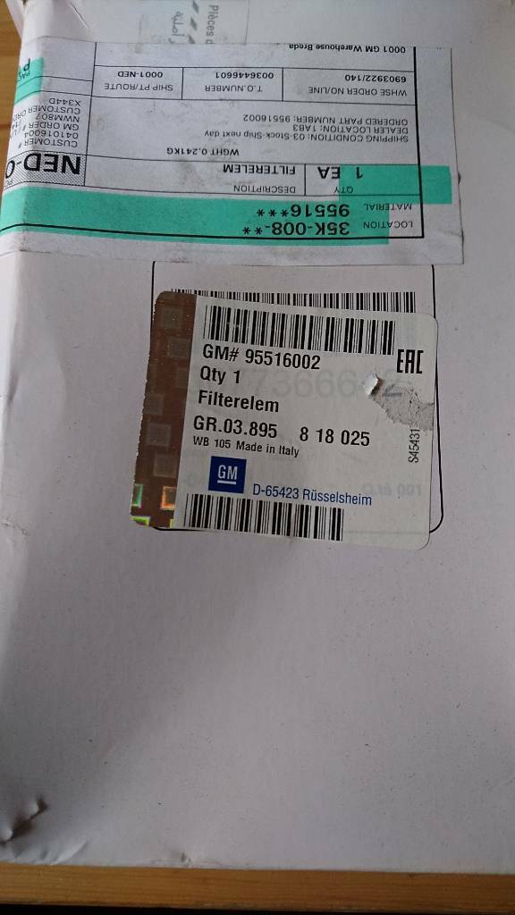 Opel Combo D Dieselfilter neu original GM