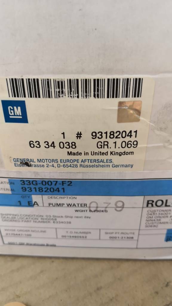 Opel Astra F Wasserpumpe neu original GM