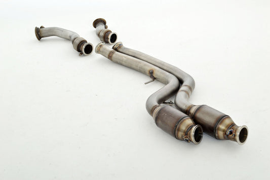 Friedrich Motorsport 2x70mm Downpipe mit 200 Zellen HJS Sport-Kat. Edelstahl
