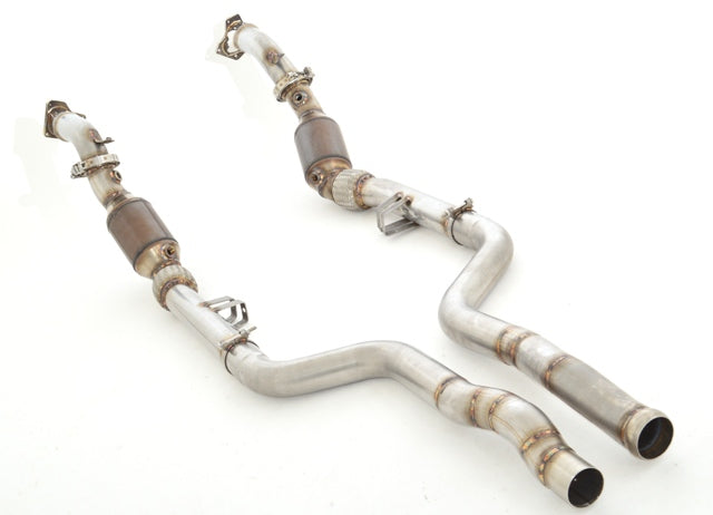 Friedrich Motorsport 2x 70mm Downpipe mit 200 Zellen HJS Sport-Kat. Edelstahl