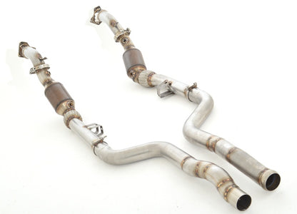 Friedrich Motorsport 2x 70mm Downpipe mit 200 Zellen HJS Sport-Kat. Edelstahl