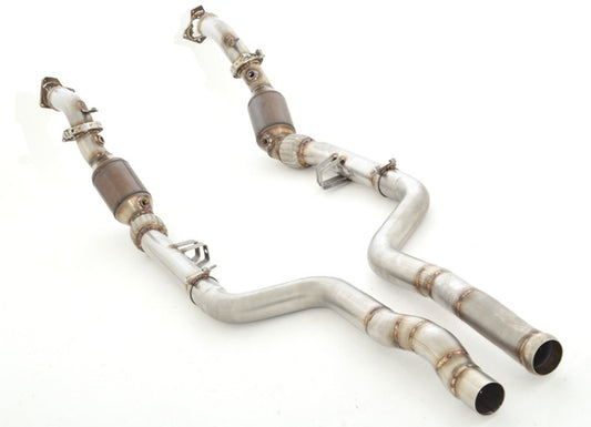 Friedrich Motorsport 2x 70mm Downpipe mit 200 Zellen HJS Sport-Kat. Edelstahl