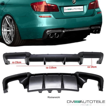 Sport Performance Diffusor Schwarz Glanz 4 Rohr passt für BMW 5er F10 F11 Duplex nicht M5+ABE