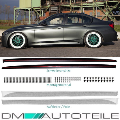 SET Schweller Leisten hochglanz Schwarz SPORT- PERFORMANCE + Folie passend für BMW F30 F31 M-Paket