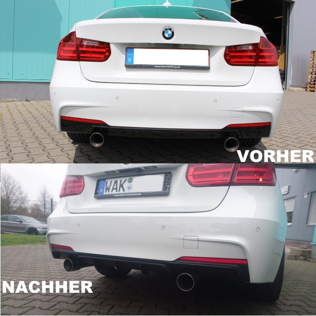 Heckdiffusor hinten Sport-Performance Diffusor schwarz glänzend passend für BMW 3er F30 F31 Motor 335i+340 mit ABE