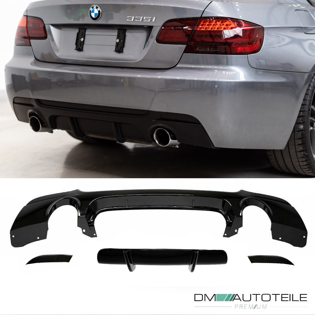 Sport-Performance Diffusor Schwarz Hochglanz Duplex 335i für BMW E92 E93 M-Paket