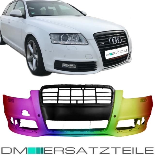 Set Lackiert Audi A6 4F Facelift Stoßstange vorne Bj 08-11 grundiert für PDC/SRA Vorbereitung
