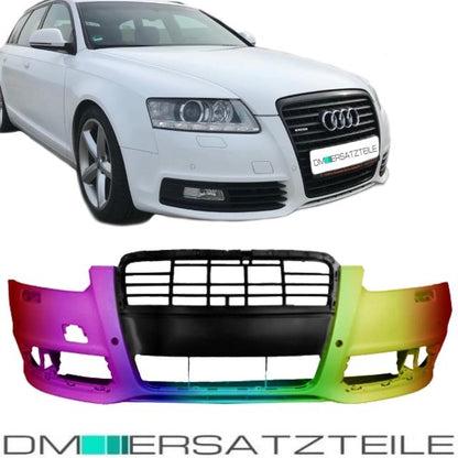 Set Lackiert Audi A6 4F Facelift Stoßstange vorne Bj 08-11 grundiert für PDC/SRA Vorbereitung