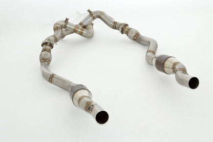Friedrich Motorsport 2x 76mm Downpipe mit 200 Zellen HJS Sport-Kat. Edelstahl