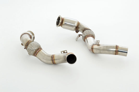 Friedrich Motorsport 2x 76mm Downpipe mit 200 Zellen Sport-Kat. Edelstahl