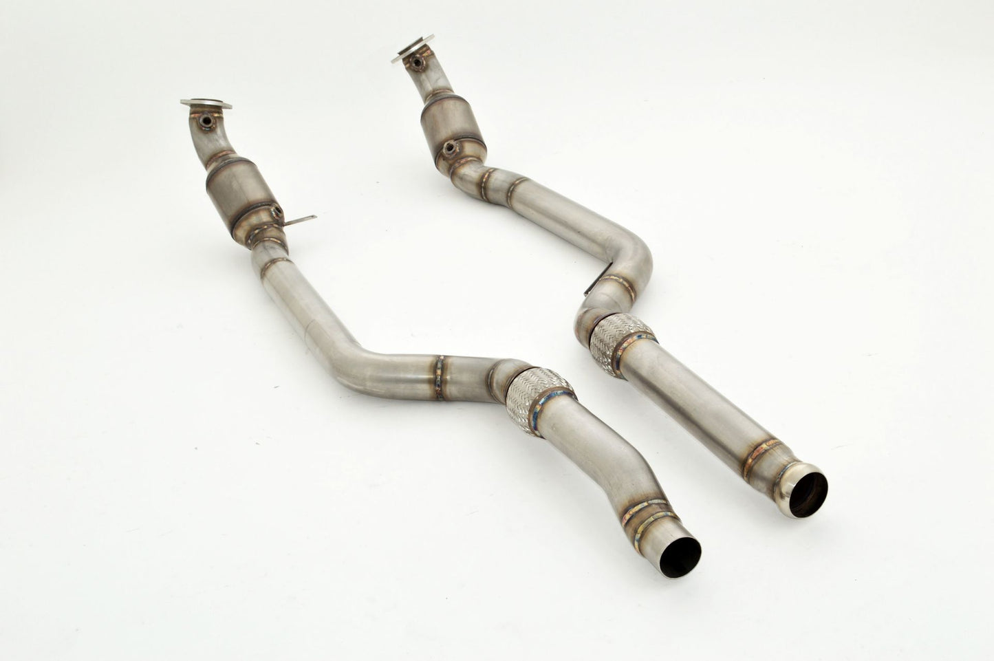 Friedrich Motorsport 2x 76mm Downpipe-Unterteil mit 200 Zellen HJS Sport-Kat.