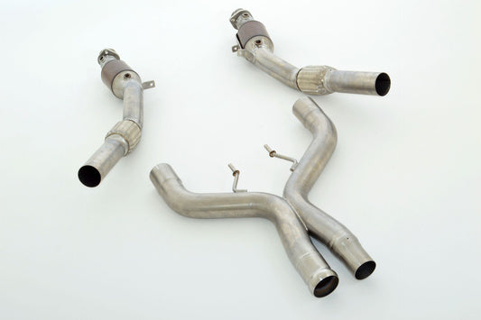 Friedrich Motorsport 2x 76mm Downpipe-Unterteil mit 200 Zellen HJS Sport-Kat.