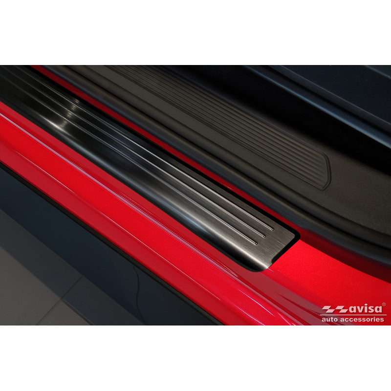 Schwarz Edelstahl Einstiegsleisten passend für Volkswagen ID.3 2020- & Cupra Born 2021- 'Lines' - 4-teilig