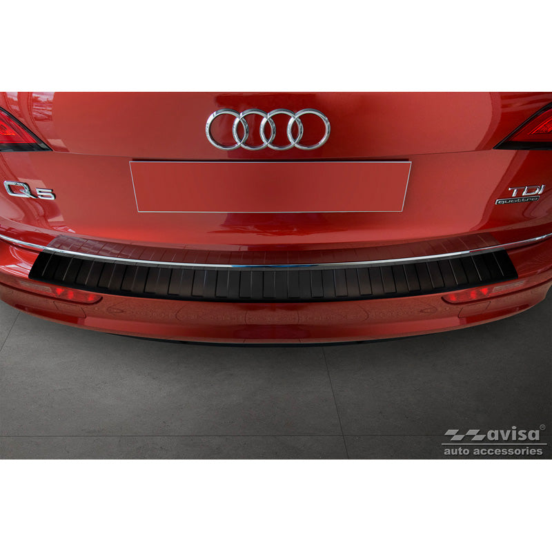 Matt-Schwarz Edelstahl Heckstoßstangenschutz passend für Audi Q5 2008-2012 & 2012- 'Ribs'