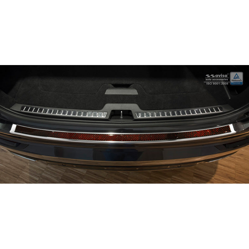 Edelstahl Heckstoßstangenschutz 'Deluxe' passend für Volvo XC90 2015- Chrom/Rot-Schwarz Karbon