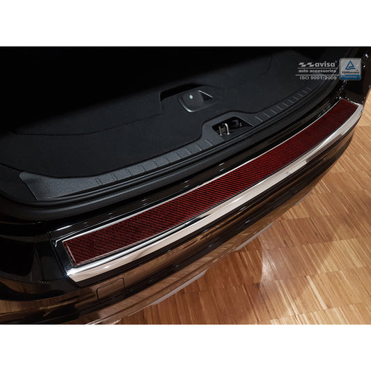 Edelstahl Heckstoßstangenschutz 'Deluxe' passend für Volvo XC60 2013-2016 Chrom/Rot-Schwarz Karbon