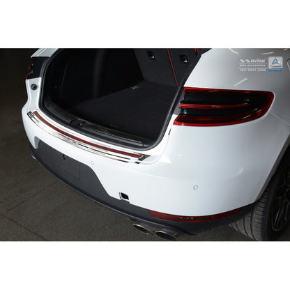 Edelstahl Heckstoßstangenschutz 'Deluxe' passend für Porsche Macan 2014- Chrom/Rot-Schwarz Karbon